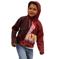 Tahiti Kid Hoodie Polynesian Coat Of Arm With Hibiscus LT9 - Polynesian Pride