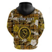 Custom Hawaii State Hoodie Tropical Flowers Mix Tartan Gold Version LT14 - Polynesian Pride