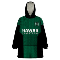 (Custom Text And Number) Hawaii Volleyball Wearable Blanket Hoodie Hawaiian Kakau Green Style LT14 Unisex One Size - Polynesian Pride