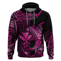 Custom Hawaii Hammerhead Shark Hoodie Polynesian Kakau With Kanaka Pink LT14 - Polynesian Pride