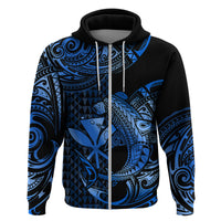 Custom Hawaii Hammerhead Shark Hoodie Polynesian Kakau With Kanaka Blue LT14 - Polynesian Pride