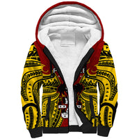 (Custom Personalised) Papua New Guinea Sherpa Hoodie Madang Province Mix Coat Of Arms Polynesian Art LT14 Unisex Red - Polynesian Pride