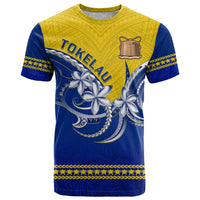 Personalised Tokelau T Shirt Tokelauan Tatau Plumeria Special Style LT14 Blue - Polynesian Pride