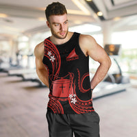 Tokelau Men Tank Top Tokelauan Tatau With Badge Red LT14 - Polynesian Pride