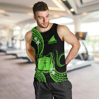 Tokelau Men Tank Top Tokelauan Tatau With Badge Green LT14 - Polynesian Pride