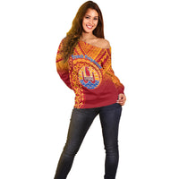 (Custom Personalised) French Polynesia Off Shoulder Sweater Happy Internal Autonomy Day LT14 - Polynesian Pride