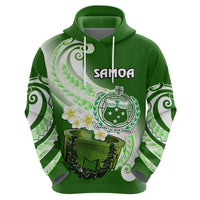 Custom Samoa Hoodie Ula Fala Kava Bowl Plumeria Polynesian Green LT14 Zip Hoodie Green - Polynesian Pride