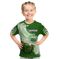 (Custom Personalised) Samoa Kid T Shirt Ula Fala Kava Bowl Plumeria Polynesian Green LT14 Green - Polynesian Pride