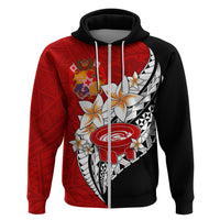 Tonga Kava Bowl Hoodie Tongan Kupesi Ngatu Pattern Black LT14 - Polynesian Pride