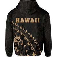 Hawaii Coat of Arms Zipper Hoodie (Gold) Turtle Style - Polynesian Pride