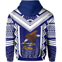 American Samoa Coat of Arms Polynesian Hoodie Active Blue - Polynesian Pride