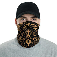 Hawaiian Bandana Turtle Gold Unisex Neck Gaiter One Size Black - Polynesian Pride