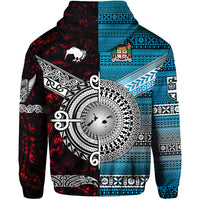 New Zealand Fiji Hoodie Maori and Tapa Together Red LT8 - Polynesian Pride