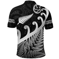 New Zealand Rugby Maori Polo Shirt Silver Fern Koru Vibes Black LT8 - Polynesian Pride