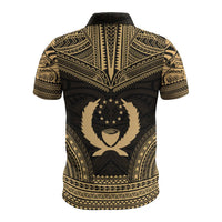 Pohnpei Polo Shirt Pohnpei Flag Polynesian Chief Tattoo Gold Version - Polynesian Pride