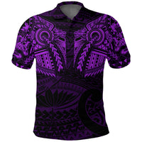 New Zealand Polo Shirt, Maori Tattoo Wolf Dragon Golf Shirt Purple Unisex Black - Polynesian Pride