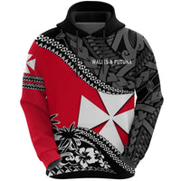 Wallis and Futuna Hoodie Fall In The Wave Unisex Black Red - Polynesian Pride