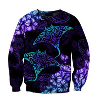 Beautiful Ray Hibiscus Sweat Shirt - AH Unisex Black - Polynesian Pride