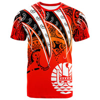 Tahiti T Shirt Tropical Leaf Red Gradient Style Unisex Red - Polynesian Pride
