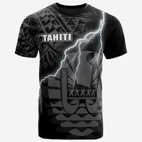 Tahiti T Shirt Tahiti Flag Lighting Thunder Unisex Black - Polynesian Pride