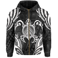 Polynesian Turtle Kanaka Maoli Hawaii Zip Hoodie White - Polynesian Pride