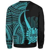 Tahiti Sweatshirt - Turquoise Polynesian Tentacle Tribal Pattern - Polynesian Pride