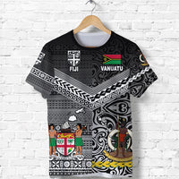 Vanuatu Fiji T Shirt Together Black LT8 - Polynesian Pride