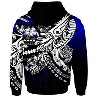 Vanuatu Zip Hoodie Tribal Jungle Pattern Blue Color - Polynesian Pride