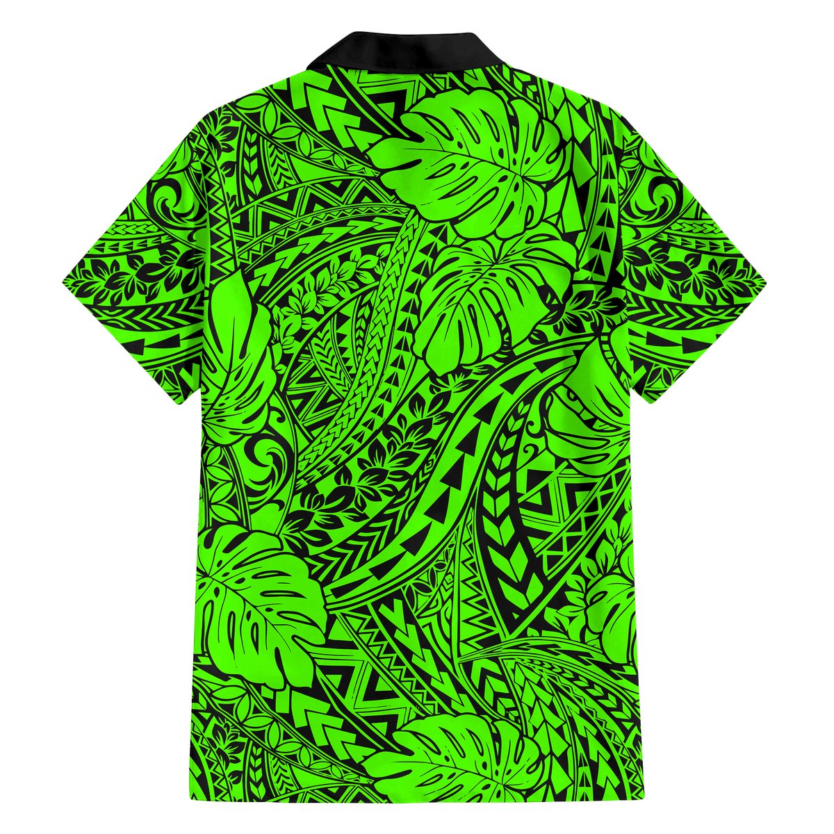 Green Hawaii Family Matching Off Shoulder Long Sleeve Dress And Hawaiian Shirt Tribal Art LT14 - Polynesian Pride