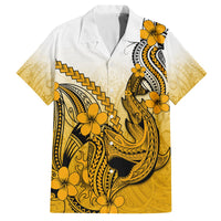 Gold Hawaii Family Matching Outfits Mermaid Dress And Hawaiian Shirt Polynesian Shark Tattoo LT14 Son's Shirt - Polynesian Pride