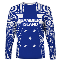 Gambier Islands Tribal Long Sleeve Shirt - LT12 Unisex Blue - Polynesian Pride