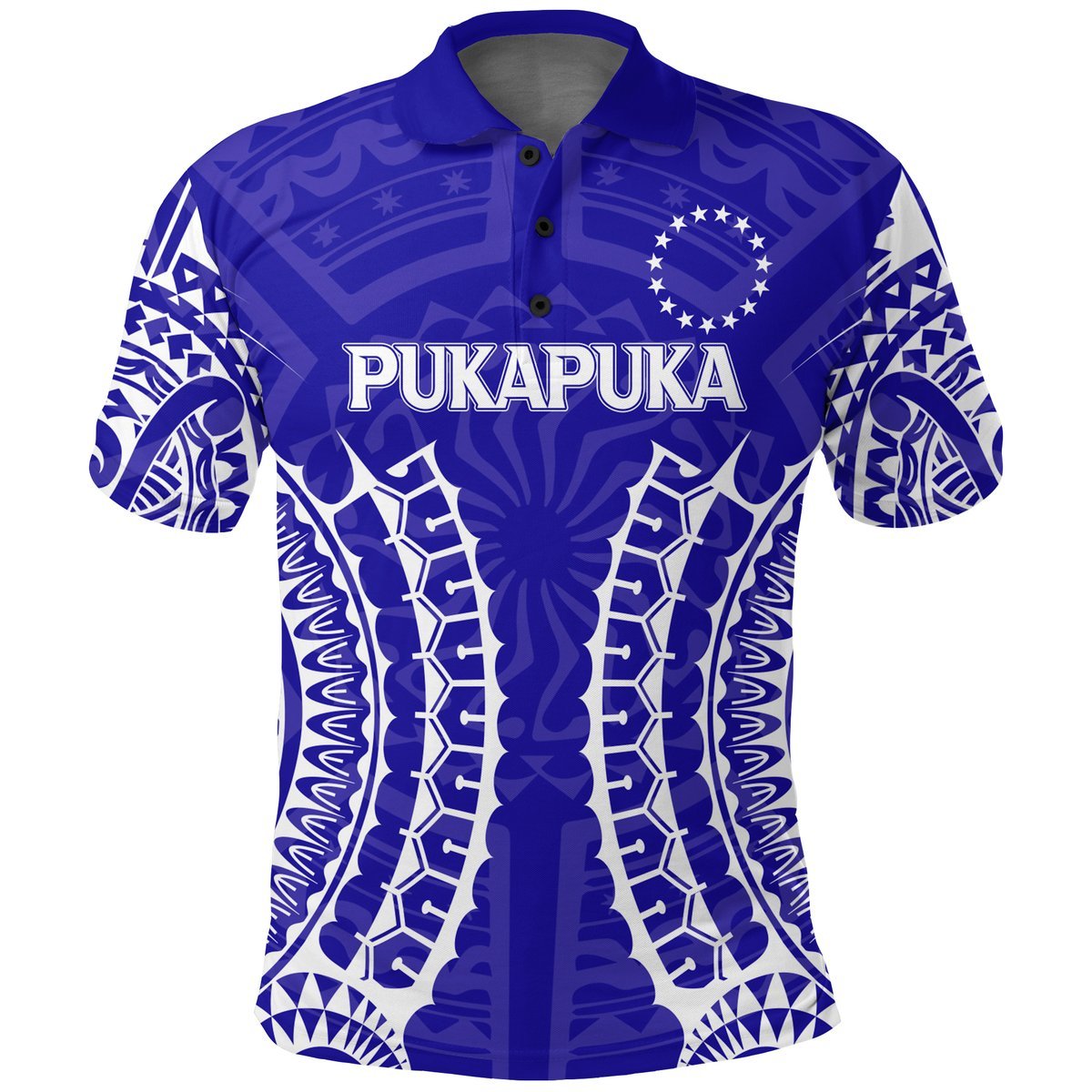 Custom Cook Islands Pukapuka Polo Shirt Tribal Pattern LT12 Blue - Polynesian Pride