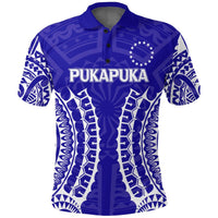 Custom Cook Islands Pukapuka Polo Shirt Tribal Pattern LT12 Blue - Polynesian Pride