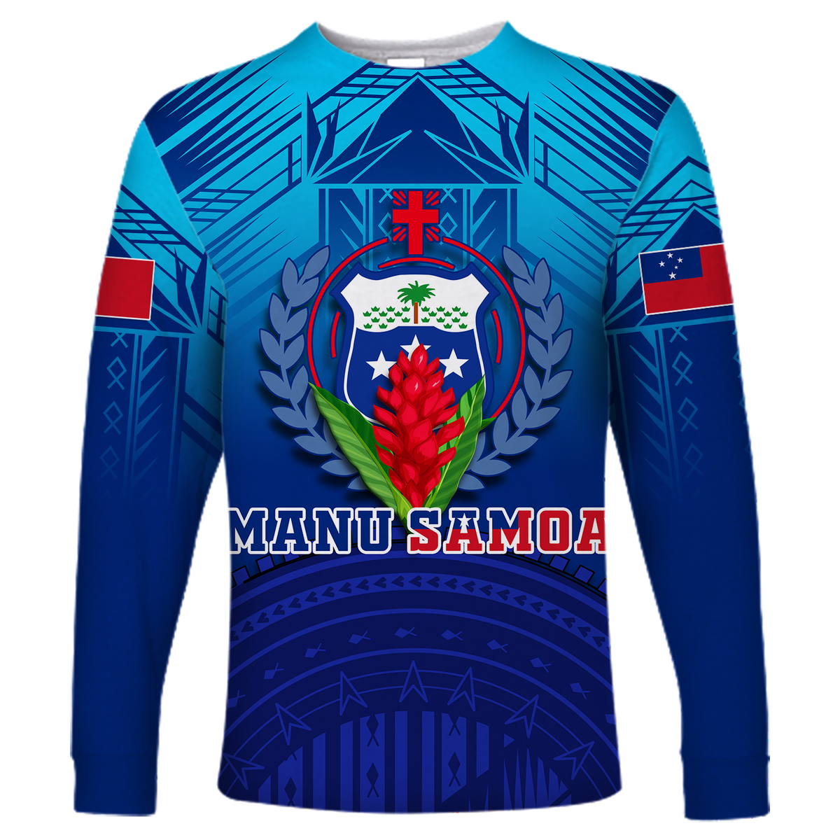 (Custom Personalised) Manu Samoa Legend Long Sleeve Shirt - LT12 Unisex Blue - Polynesian Pride
