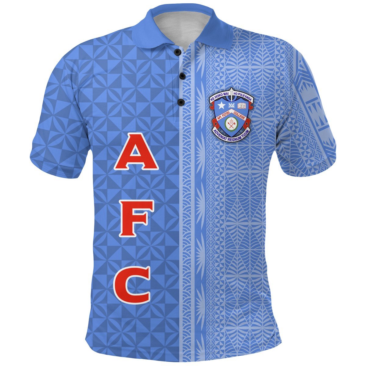 Custom Tonga Apifoou College Polo Shirt Tongan Tribal LT12 Blue - Polynesian Pride