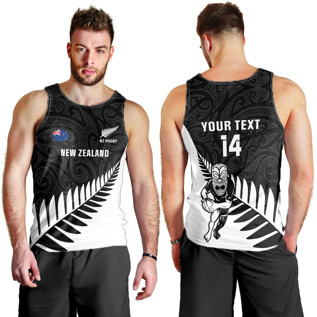 Personalised New Zealand Silver Fern Rugby Men Tank Top All Black Go Champions Maori Pattern LT14