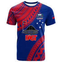 F.A.S.T Samoa T Shirt Samoan Pattern LT12 Adult Blue - Polynesian Pride