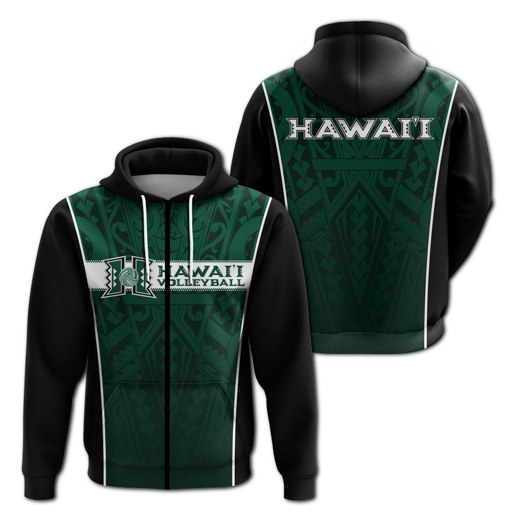 Hawaii Volleyball Green Warrior – Hoodie – LT2 Zip Hoodie GREEN - Polynesian Pride