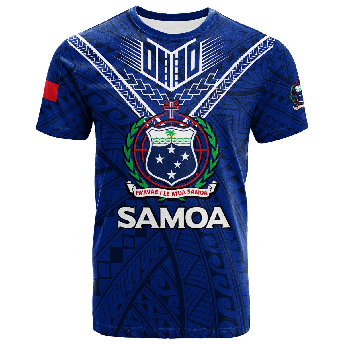 Samoa T Shirt Samoan Warrior Pride LT12 Blue - Polynesian Pride