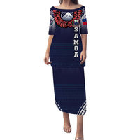 Samoan Ula Fala Art Puletasi Dress - LT12 Long Dress Blue - Polynesian Pride