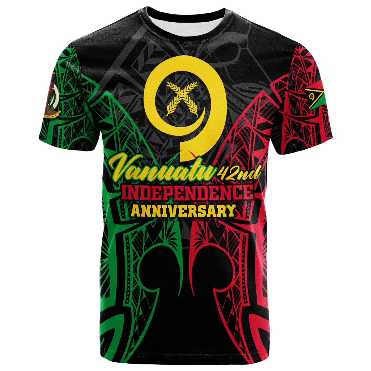 Vanuatu 42nd Independence Anniversary Pride T Shirt LT12 Unisex Black - Polynesian Pride
