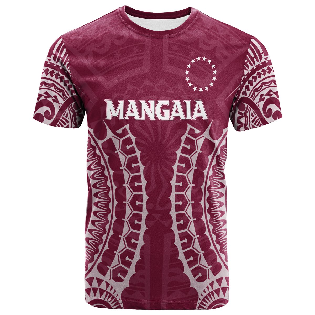 Custom Cook Islands Mangaia T Shirt Tribal Pattern LT12 Maroon - Polynesian Pride
