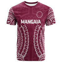 Custom Cook Islands Mangaia T Shirt Tribal Pattern LT12 Maroon - Polynesian Pride
