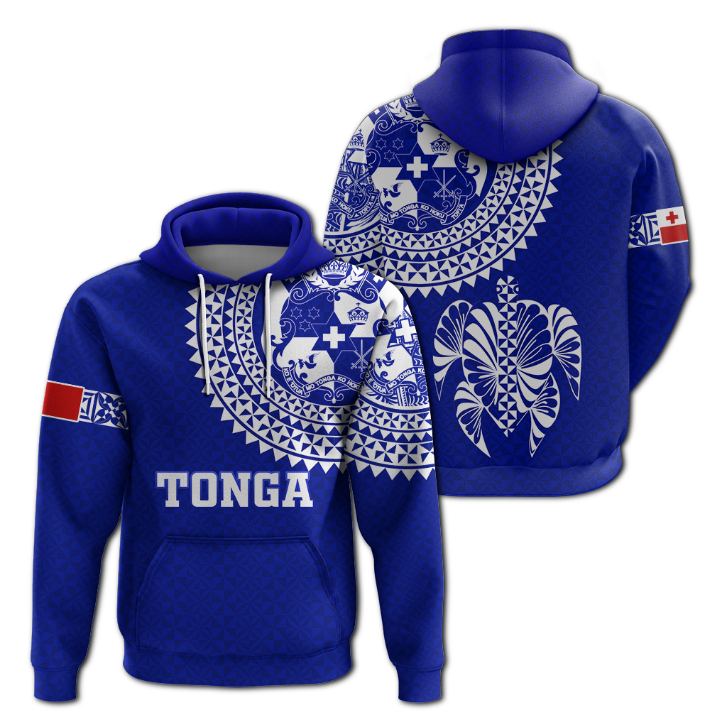 Tonga Hoodie Tongan Blue Turtle LT12 Pullover Hoodie Blue - Polynesian Pride