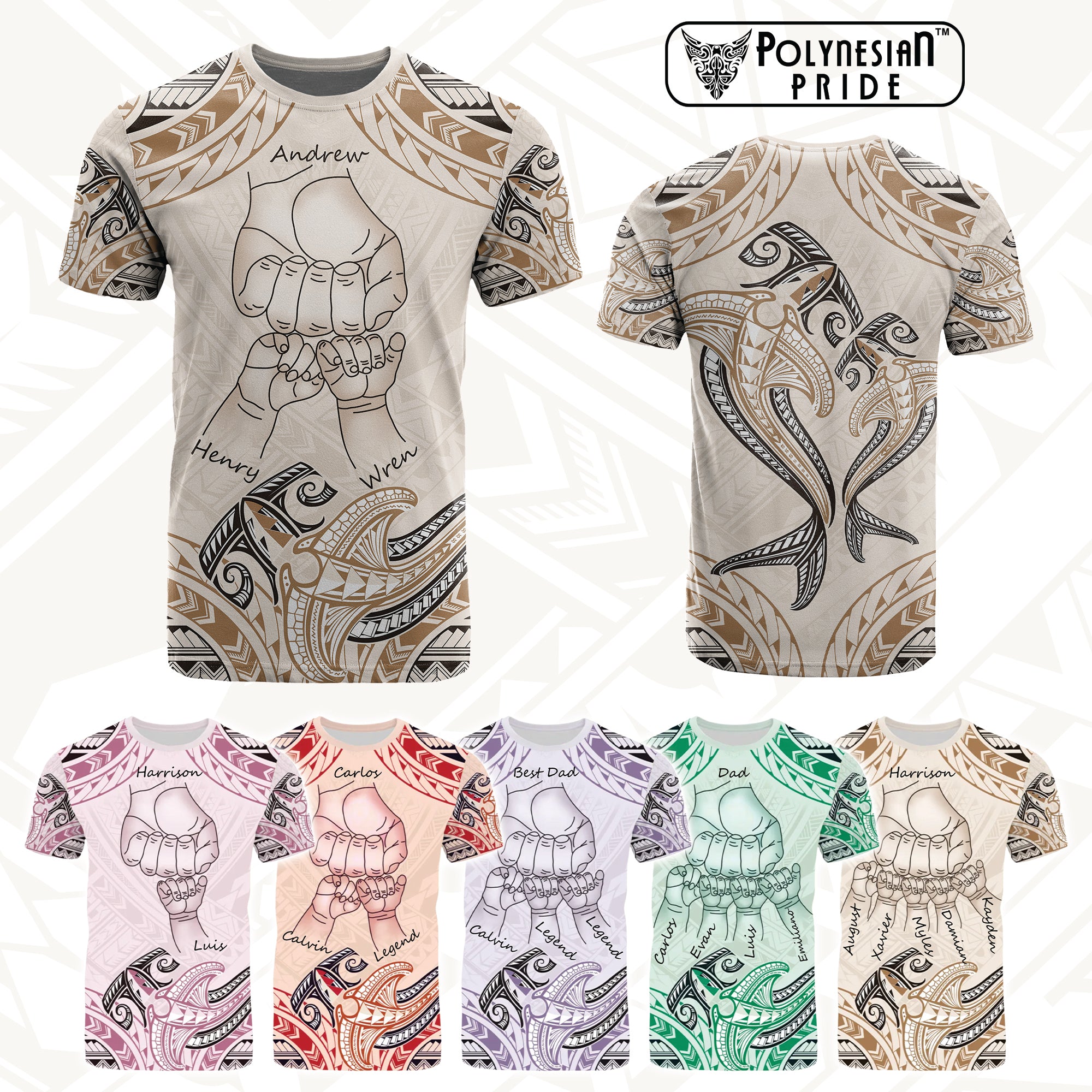 Custom Fist Bump Father's Day Sign T Shirt Polynesian Shark Tribal Tattoo CTM09