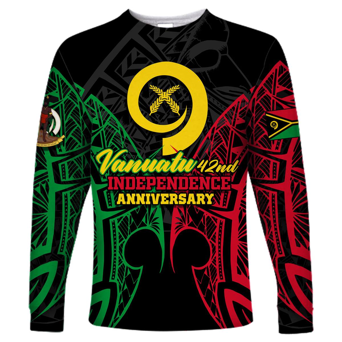 Custom Vanuatu 42nd Independence Anniversary Pride Long Sleeve Shirt - LT12 Unisex Black - Polynesian Pride