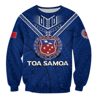 (Custom Personalised) Toa Samoa Rugby Sweatshirt - Samoan Warrior Pride - LT12 Unisex Blue - Polynesian Pride
