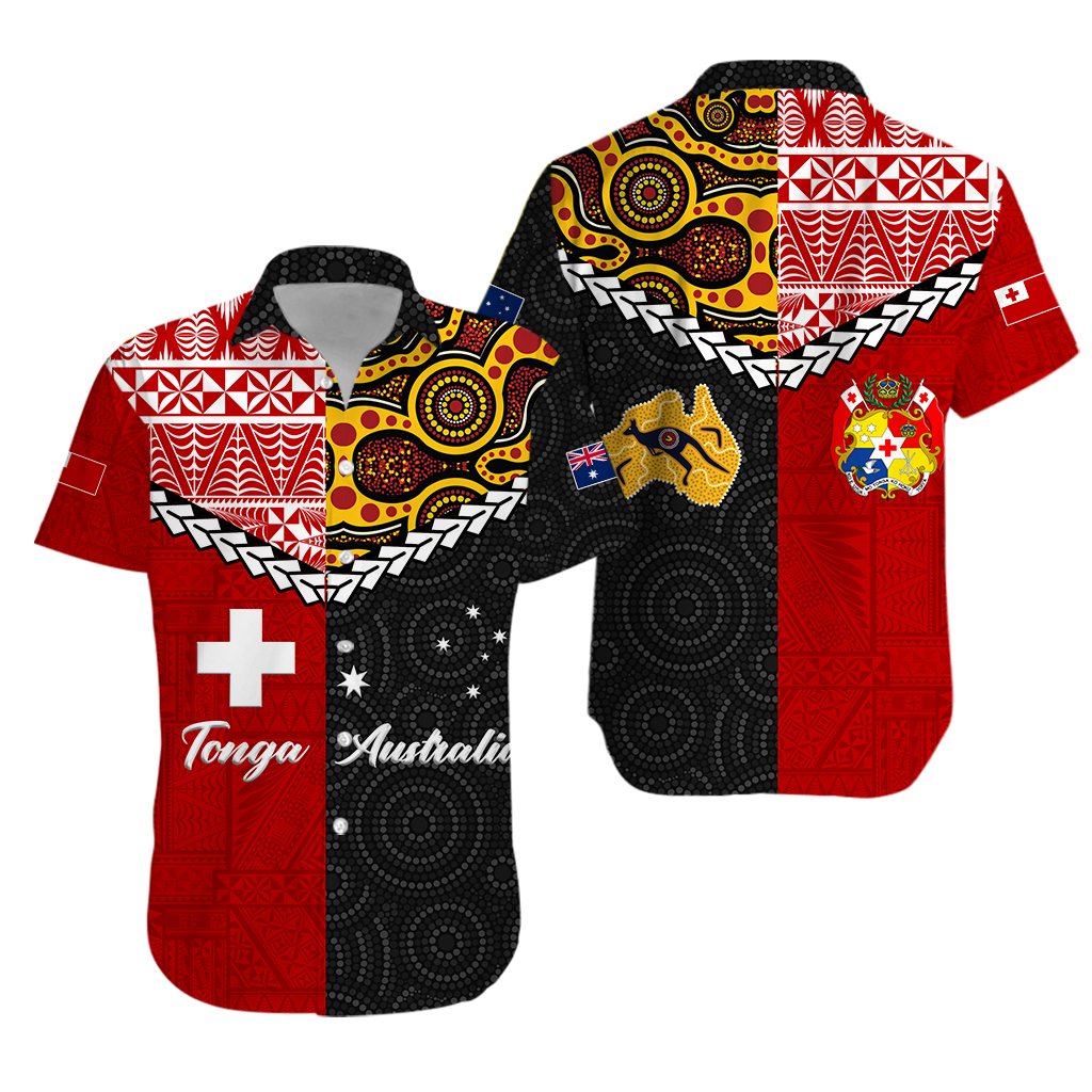 Tonga Combine Australia Aboriginal Heritage Hawaiian Shirt - LT12 Red - Polynesian Pride