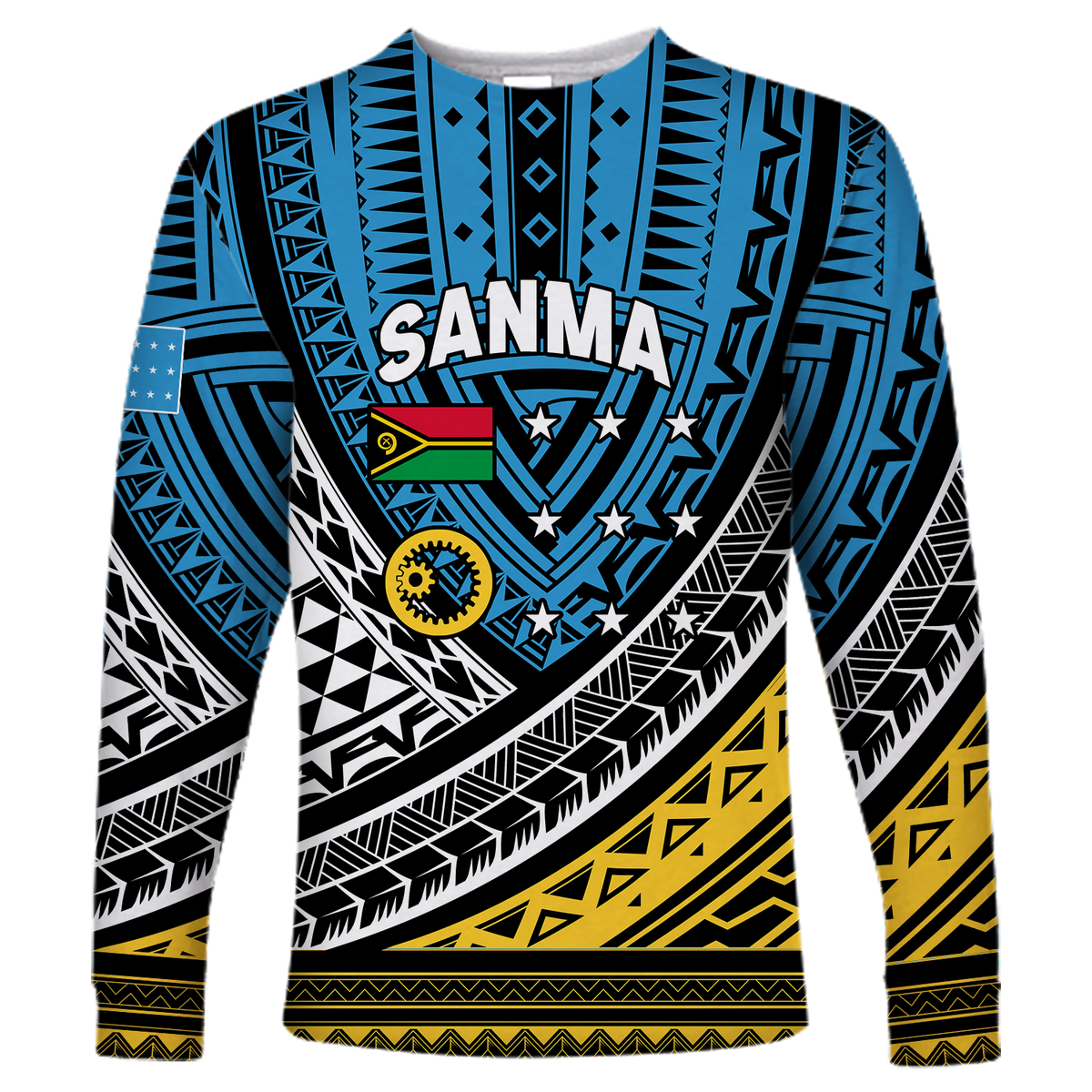 (Custom Personalised) Vanuatu Sanma Province Tribal Pattern Long Sleeve Shirt - LT12 Unisex Blue - Polynesian Pride