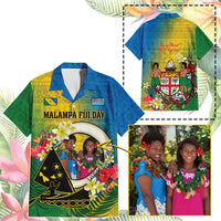 Custom Photo Malampa Fiji Day Hawaiian Shirt Together We Grow Coat Of Arms Tropical Flowers CTM14 - Polynesian Pride